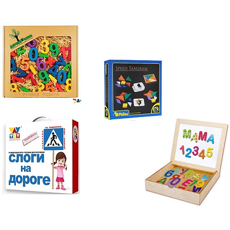 Комплект игр из дерева на магнитной основе