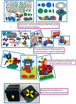 Расширенный комплект для конструирования с использованием блочного конструктива и электромеханических элементов (для дошкольного возраста)